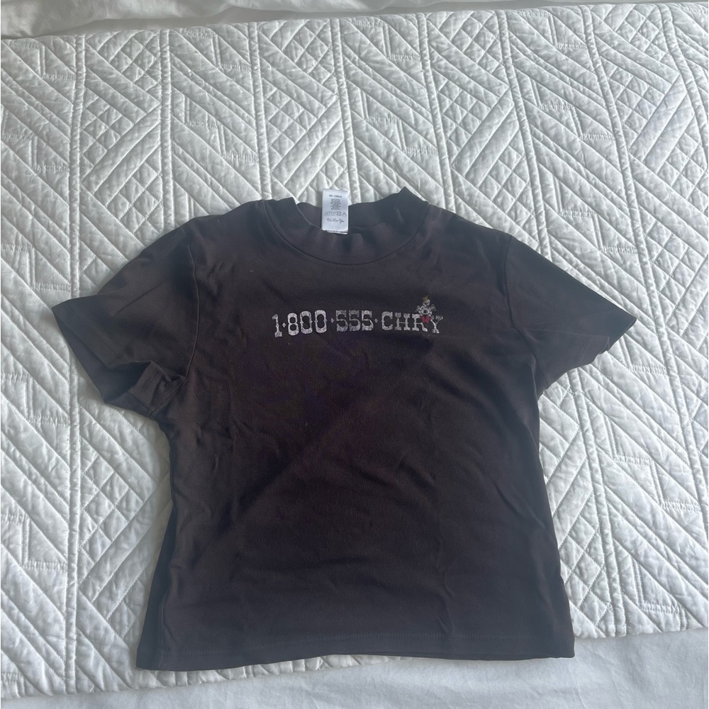 Cherry LA brown baby tee in size XS